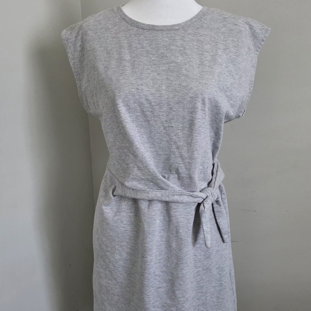 Nine West Light Gray Belted Midi Dress